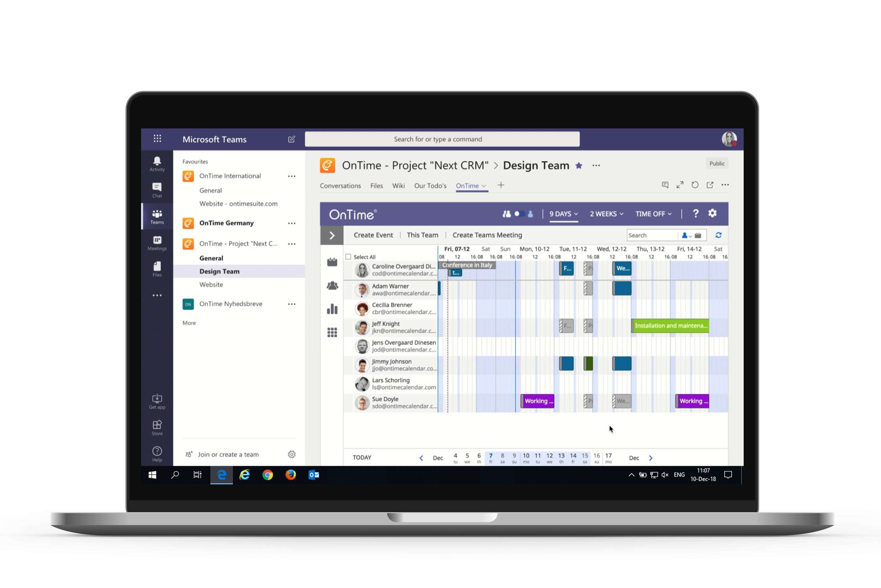 You are currently viewing OnTime® Team Calendar in Microsoft Teams